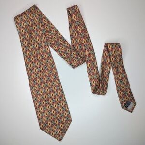 Fendi 100% silk tie red gold geometric 3.75" width made in Italy